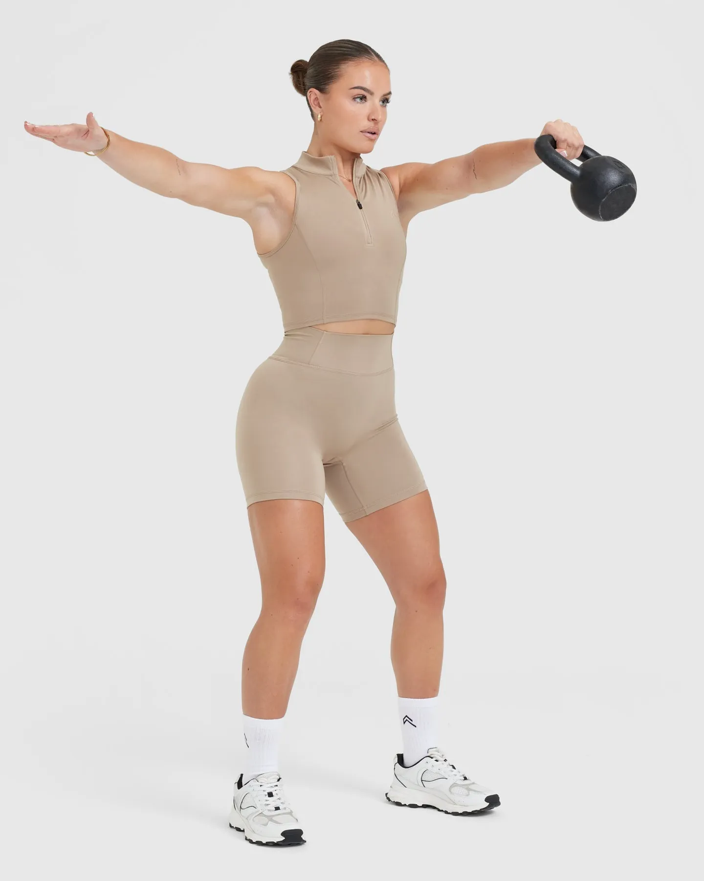 Timeless Half Zip Crop Tank | Sandstone sold by Oner Active product image thumbnail 5