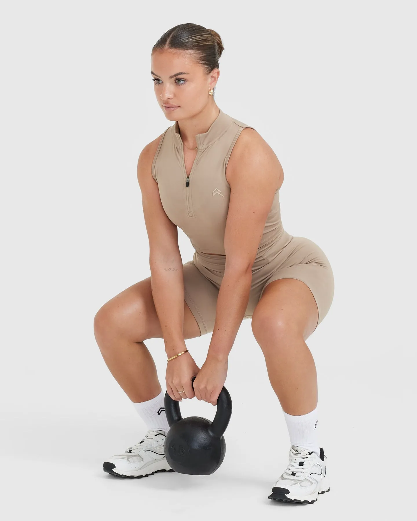 Timeless Half Zip Crop Tank | Sandstone sold by Oner Active product image thumbnail 3