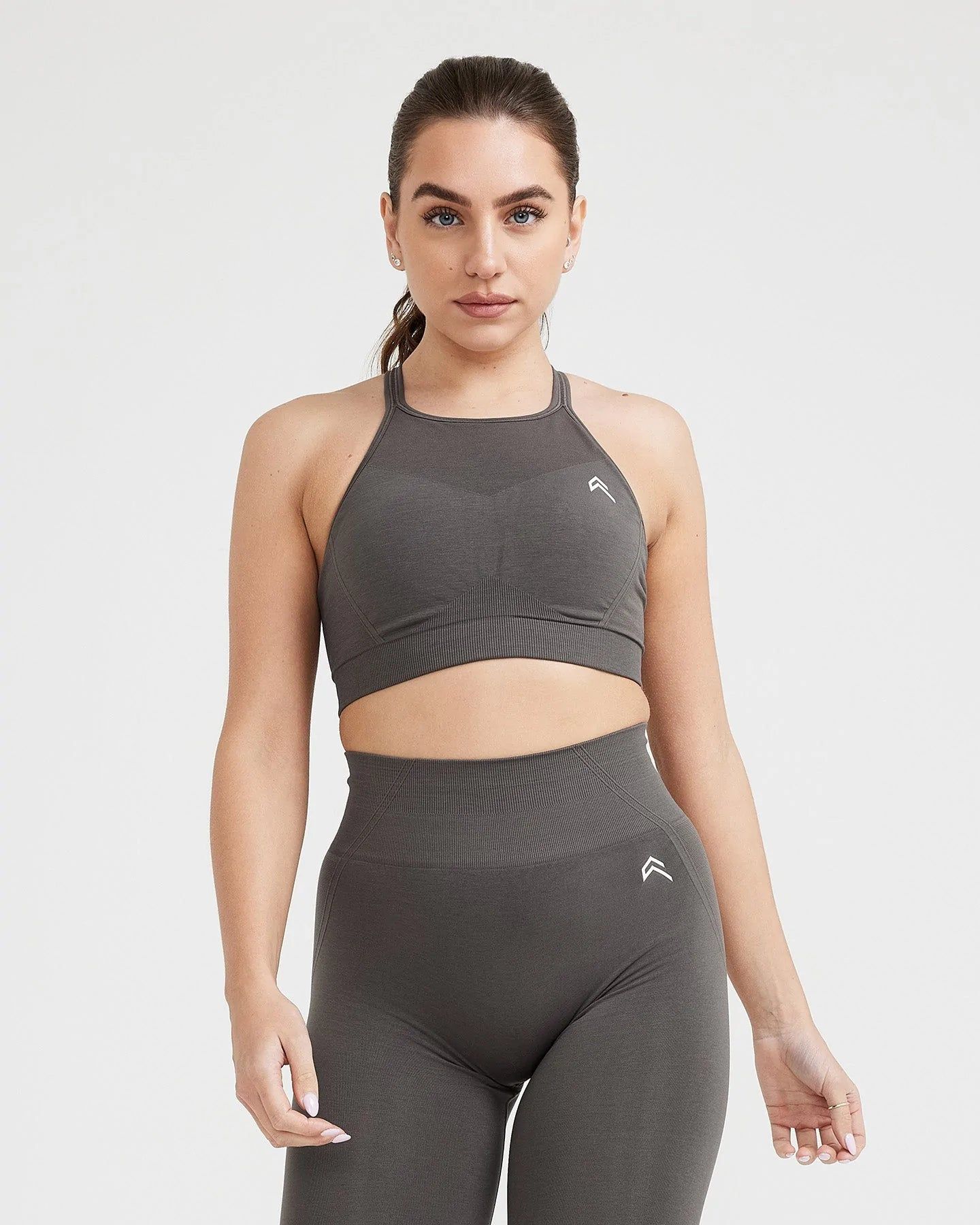 Effortless Seamless High Neck Bralette | Deep Taupe sold by Oner Active
