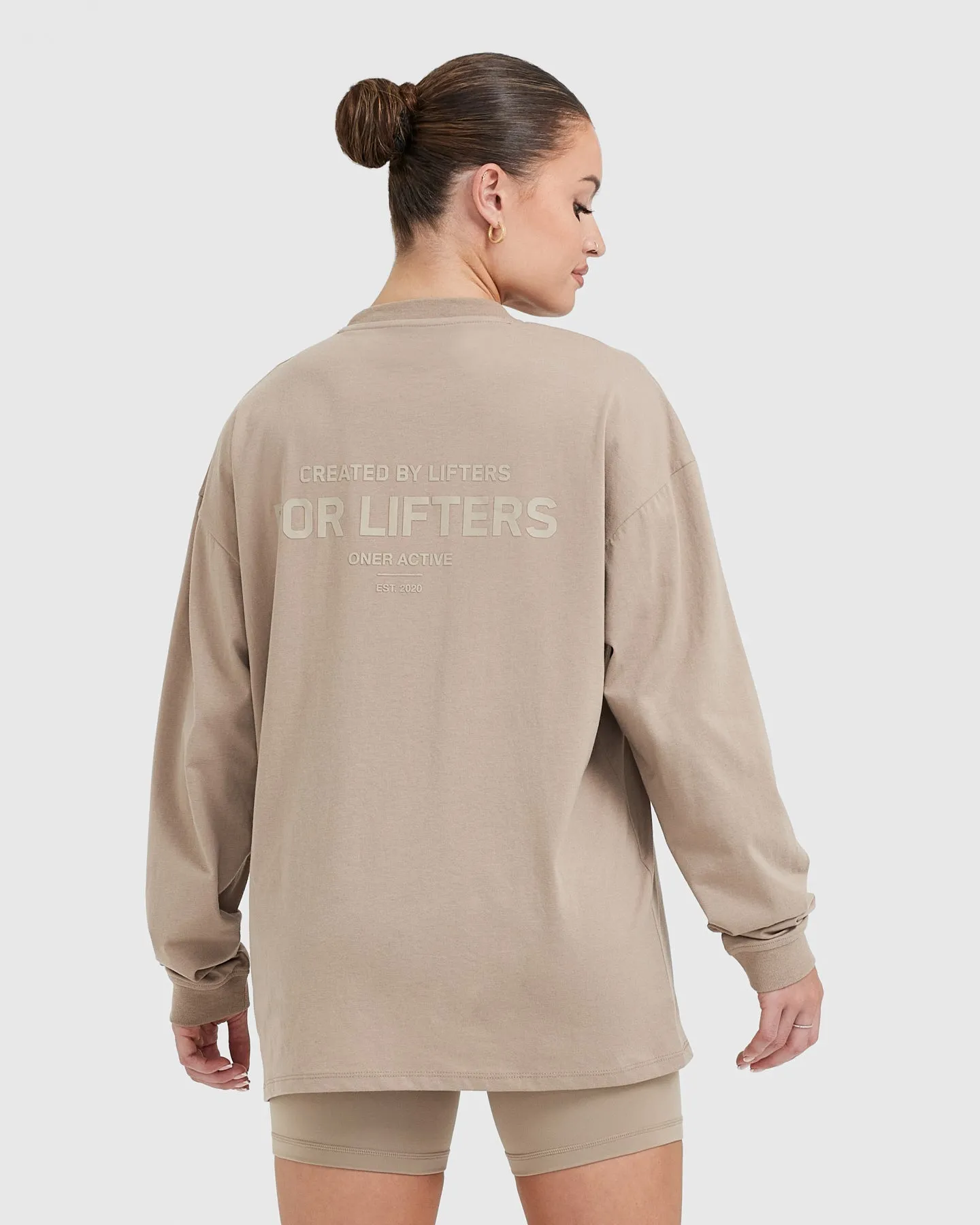 Classic Lifters Graphic Oversized Lightweight Long Sleeve Top | Sandstone sold by Oner Active product image thumbnail 2