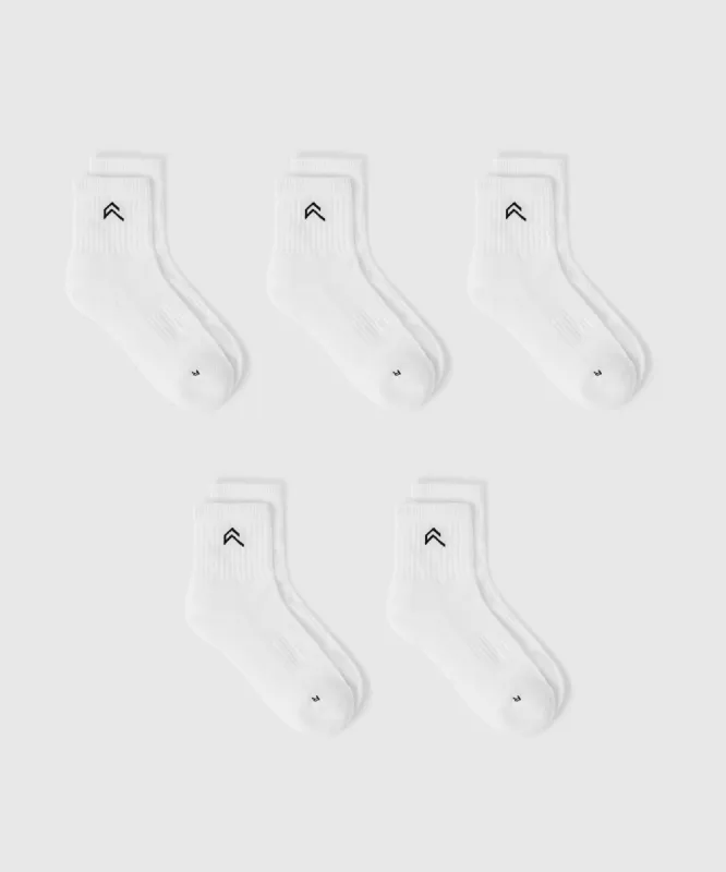 Mid Crew Socks 5 Pack | White sold by Oner Active