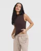 Mellow Rib Mock Neck Tank | Plum Brown sold by Oner Active
