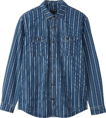 Striped Denim Shirt - Men's|-|Chemise à rayures en denim - Homme sold by The Last Hunt