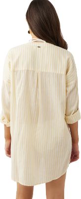 Belizin Stripe Woven Short Sleeve Coverup Top - Women's|-|Haut cache-maillot tissé à rayures à manches courtes Belizin - Femme sold by The Last Hunt