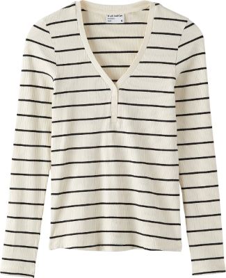 Ribbed Henley Top - Women's|-|Haut à col boutonné côtelé - Femme sold by The Last Hunt