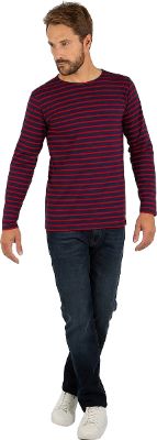 Plozévet Long Sleeves Breton Striped Jersey - Men's|-|Marinière en coton léger à manches longues Plozévet - Homme sold by The Last Hunt