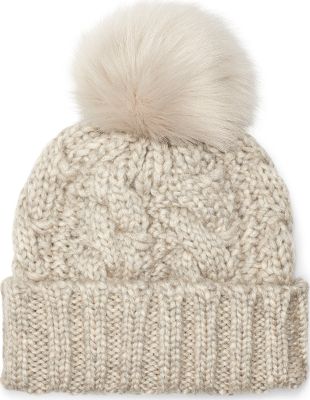 Knit Cable Beanie Faux Fur Pom - Women's|-|Bonnet torsadé en tricot à pompon en fausse fourrure - Femme sold by The Last Hunt