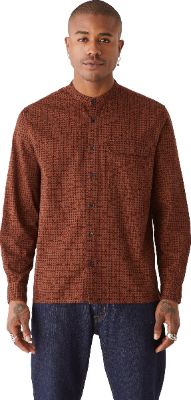 Printed Band Collar Shirt - Men's|-|Chemise imprimé à col mao - Homme sold by The Last Hunt