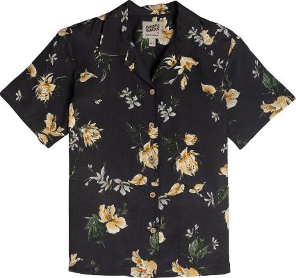 Camp Collar Shirt - Silky Flowers - Black - Women's|-|Chemise à col camp - Fleurs de soie - Noir - Femme sold by The Last Hunt