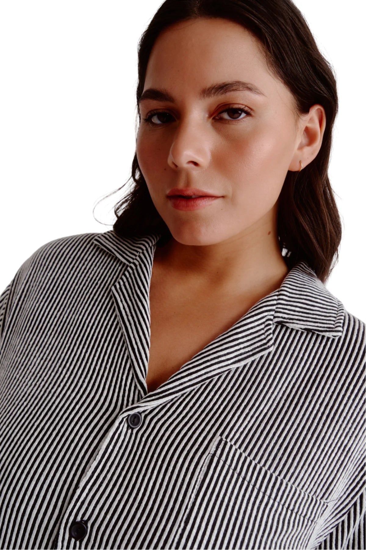 Recycled Short Sleeve Stripe Shirt - Women's|-|Chemise rayé à manches courtes recyclé - Femme sold by The Last Hunt product image thumbnail 5