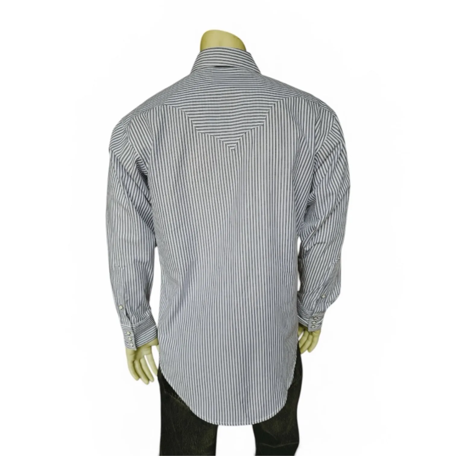 Men's Fine Navy Stripe Western Shirt sold by Rockmount Ranch Wear product image thumbnail 3