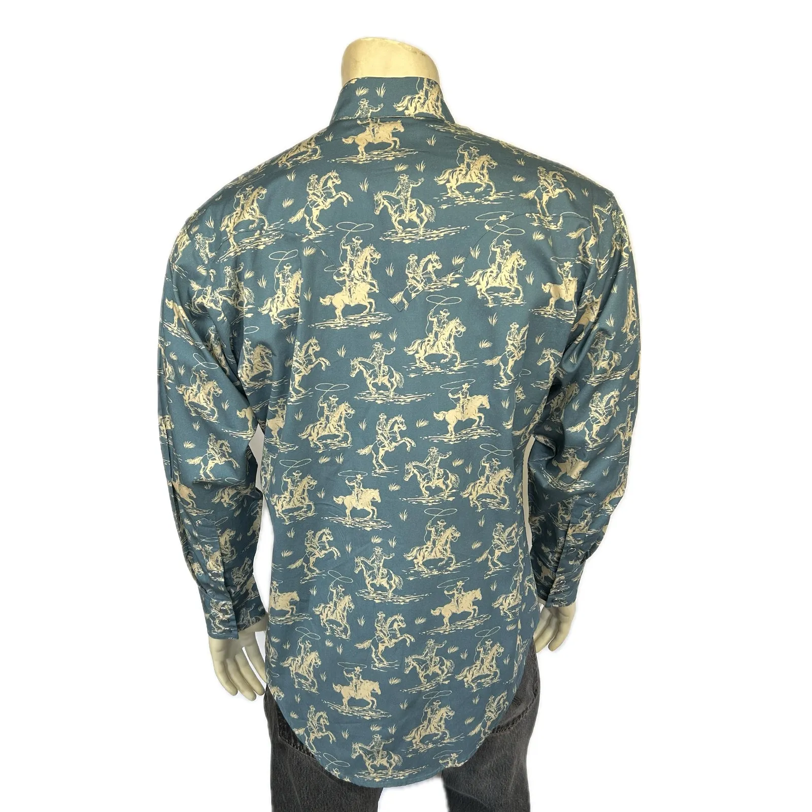 Men’s Blue Print Western Shirt sold by Rockmount Ranch Wear product image thumbnail 2