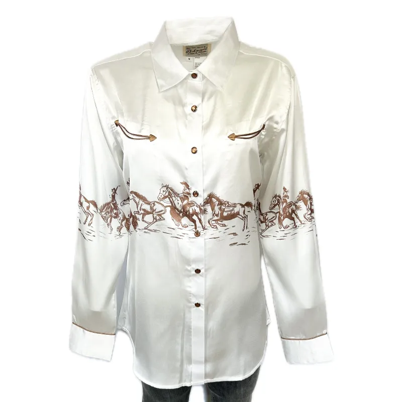 Women’s Ivory Border Print Western Shirt made by Rockmount Ranch Wear
