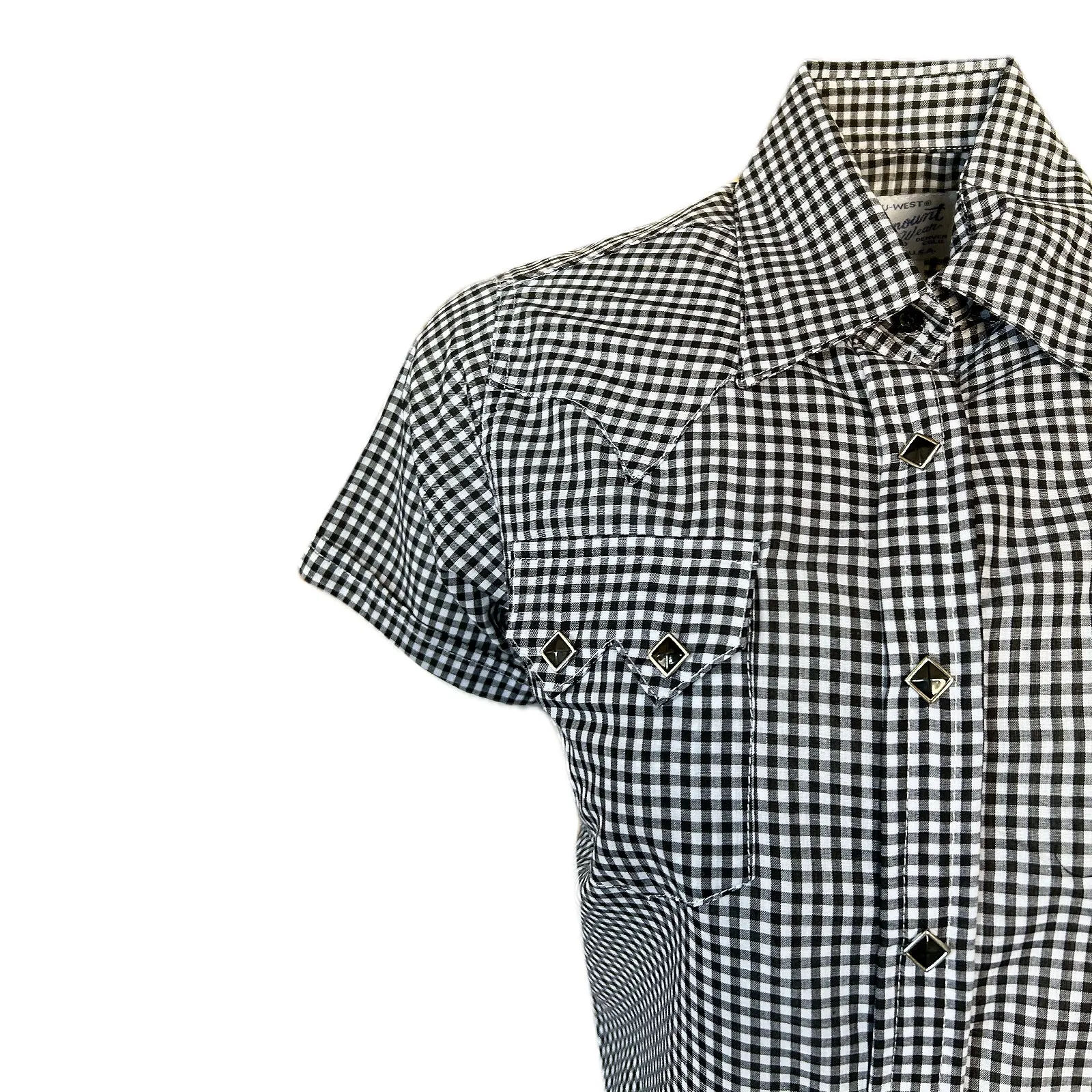 Women's Short Sleeve Black Gingham Check Western Shirt sold by Rockmount Ranch Wear product image thumbnail 3