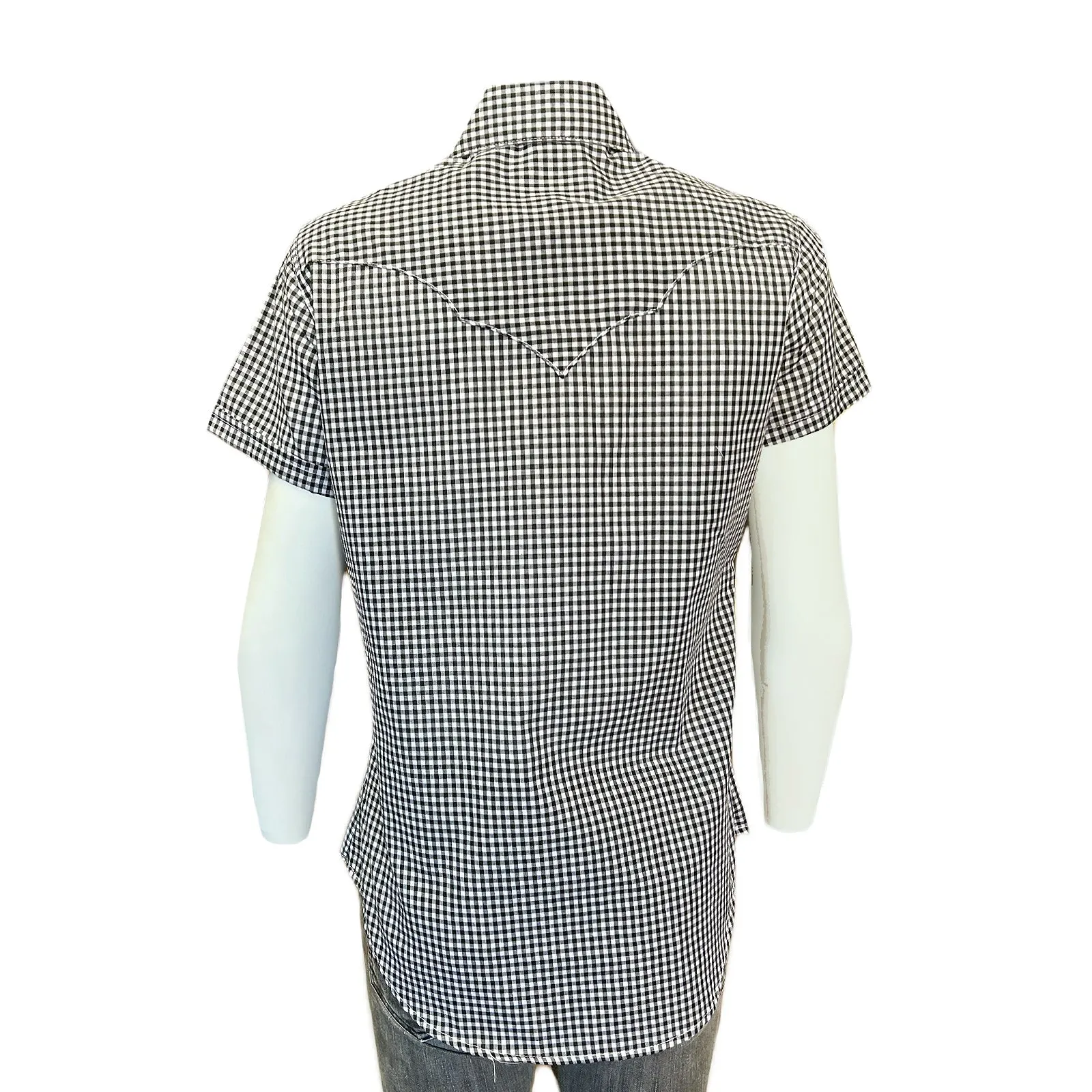 Women's Short Sleeve Black Gingham Check Western Shirt sold by Rockmount Ranch Wear product image thumbnail 2
