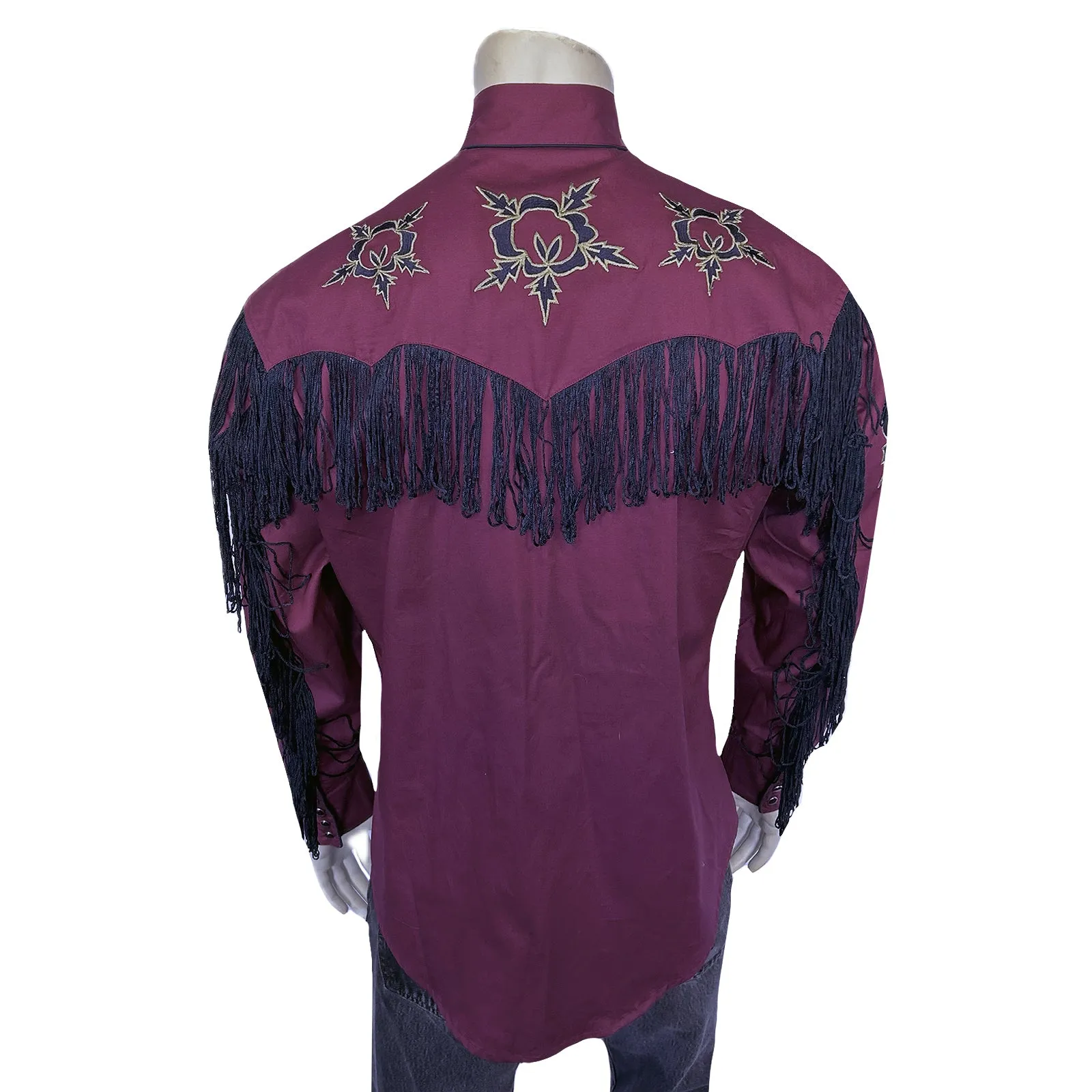 Men's Vintage Burgundy Fringe Embroidered Western Shirt sold by Rockmount Ranch Wear product image thumbnail 2