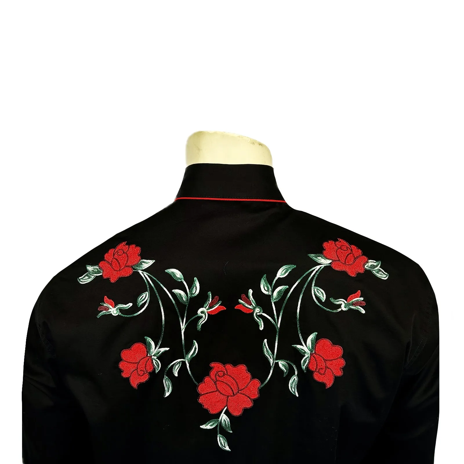 Men's Vintage Black Crochet Rose Floral Embroidered Western Shirt sold by Rockmount Ranch Wear product image thumbnail 3