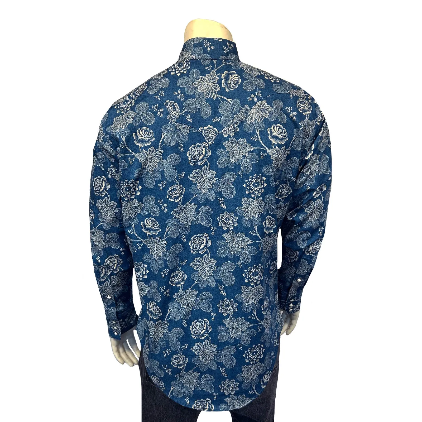 Men's Long Sleeve Navy Floral Print Western Shirt sold by Rockmount Ranch Wear product image thumbnail 2