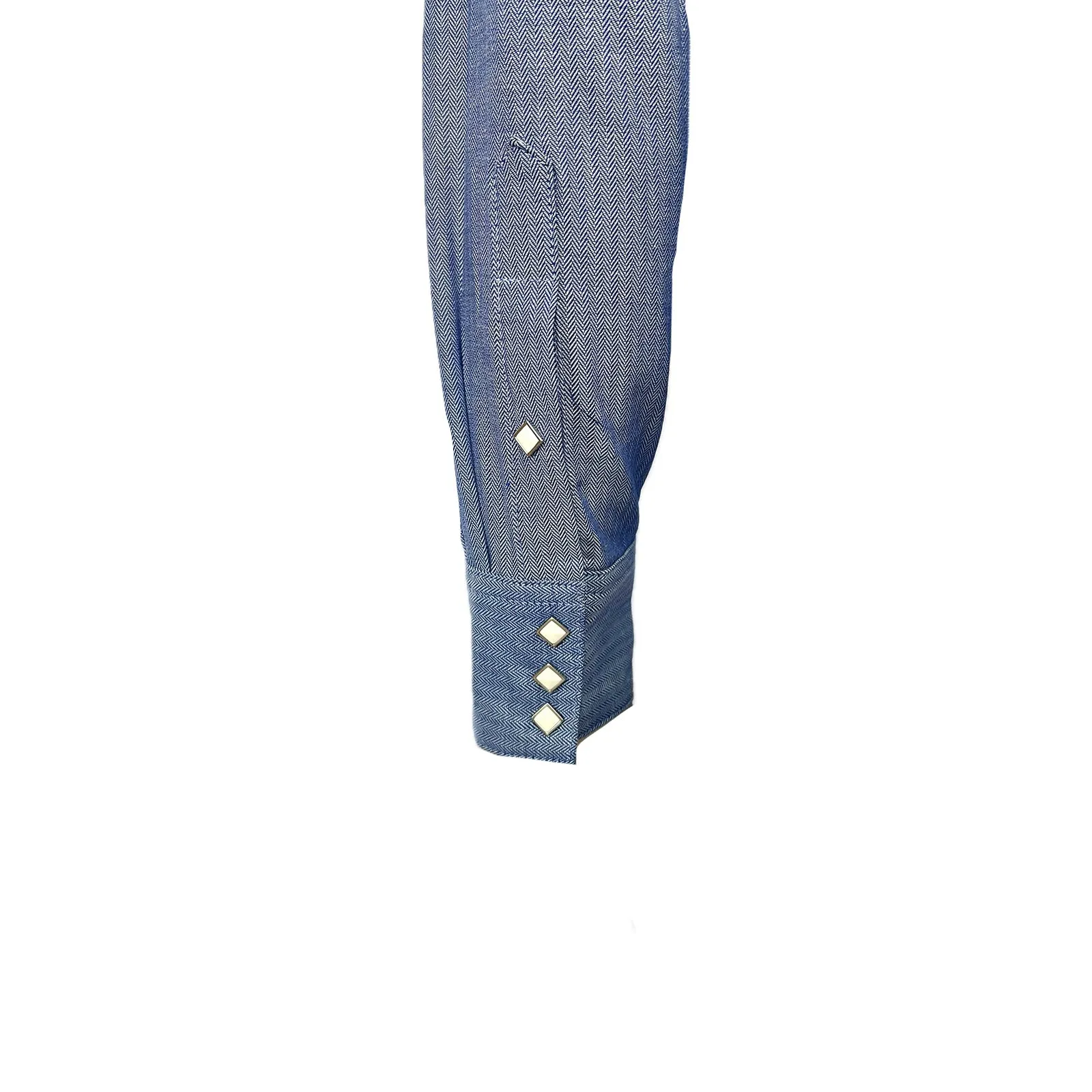 Men's Blue Pima Cotton Herringbone Western Shirt sold by Rockmount Ranch Wear product image thumbnail 4