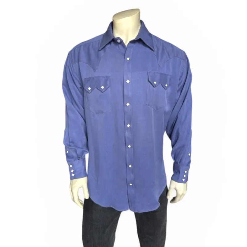 Men's Sueded Tencel Royal Blue Western Shirt made by Rockmount Ranch Wear