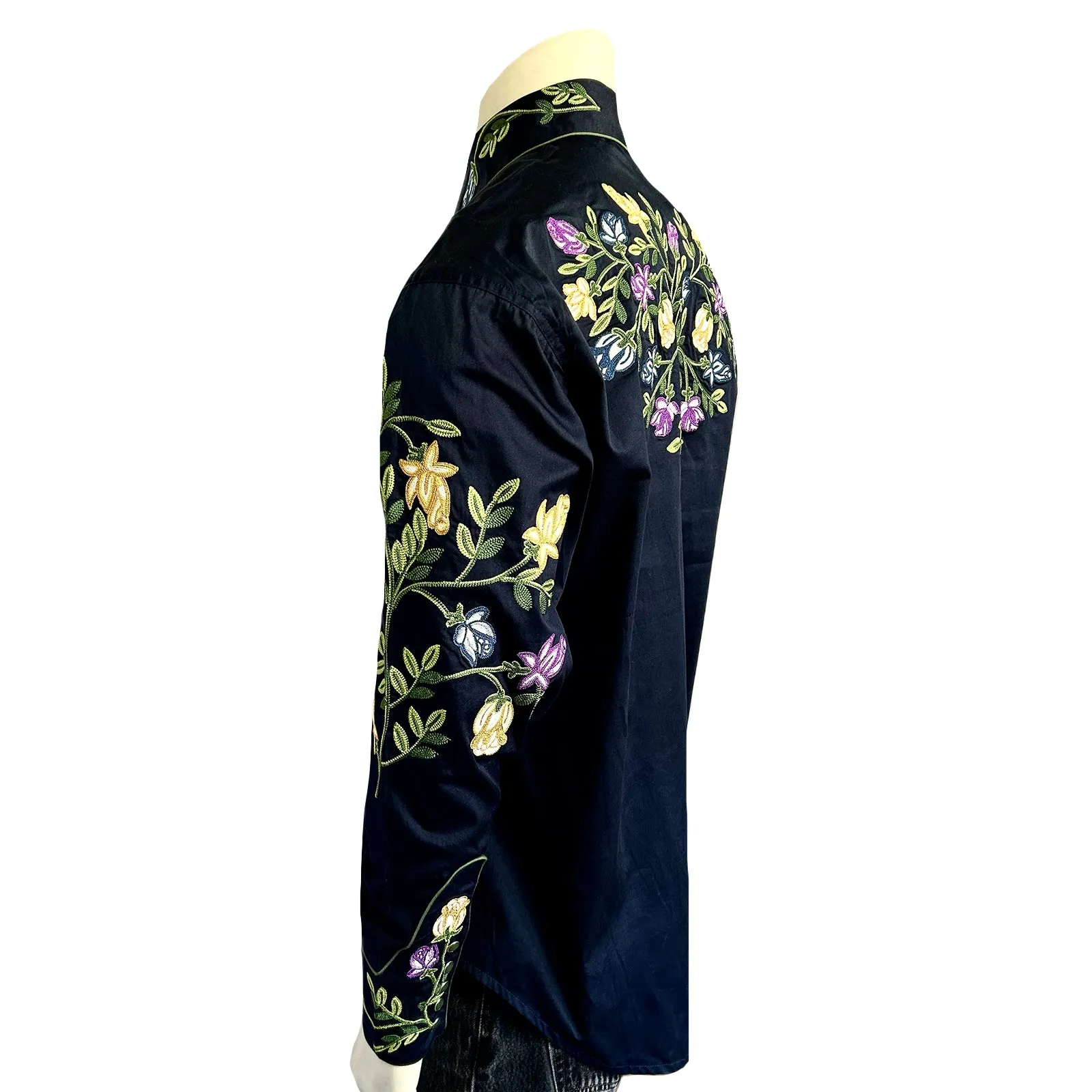 Men's Vintage Navy Floral Crochet Embroidered Western Shirt sold by Rockmount Ranch Wear product image thumbnail 5
