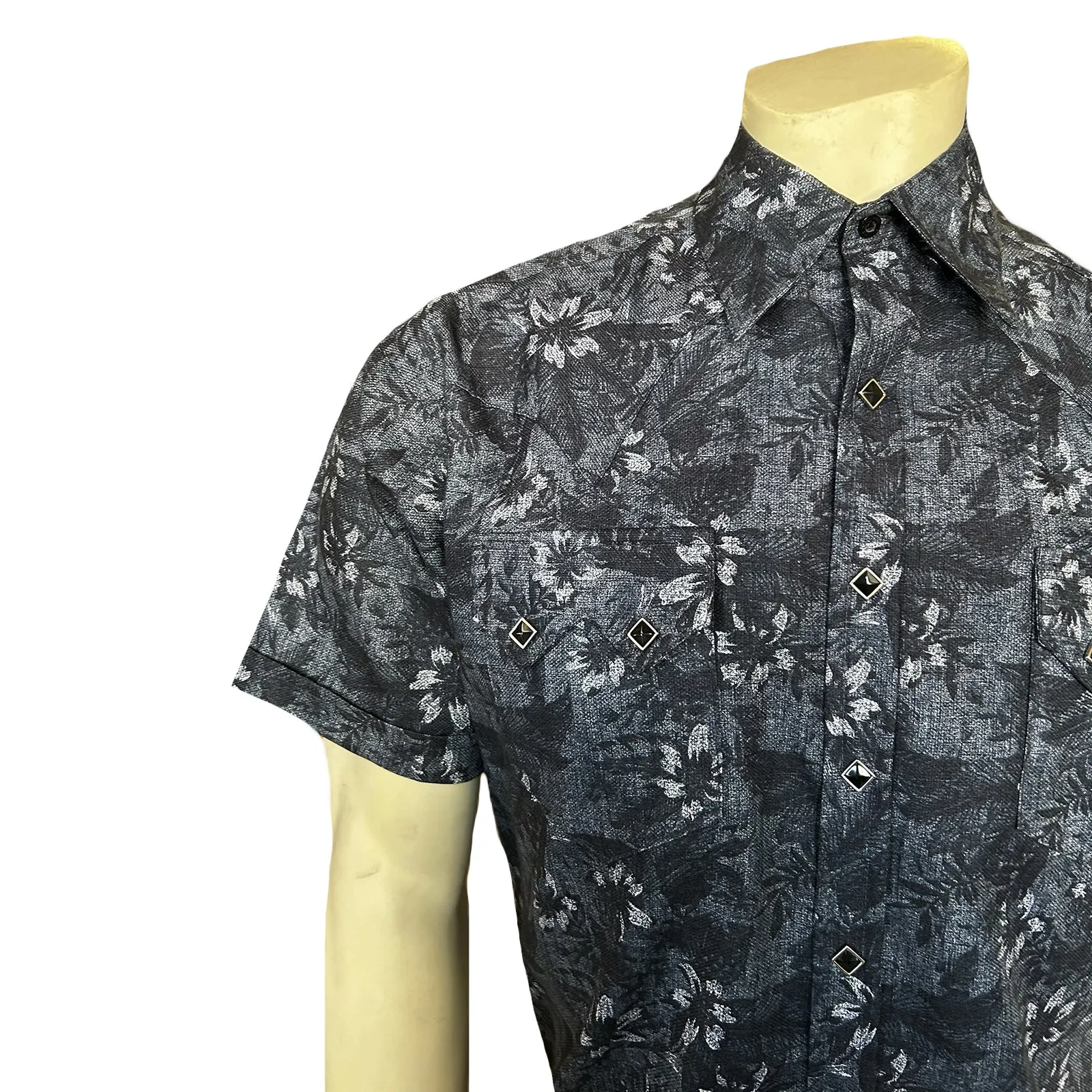 Men’s Black Floral Print Short Sleeve Western Shirt sold by Rockmount Ranch Wear product image thumbnail 3