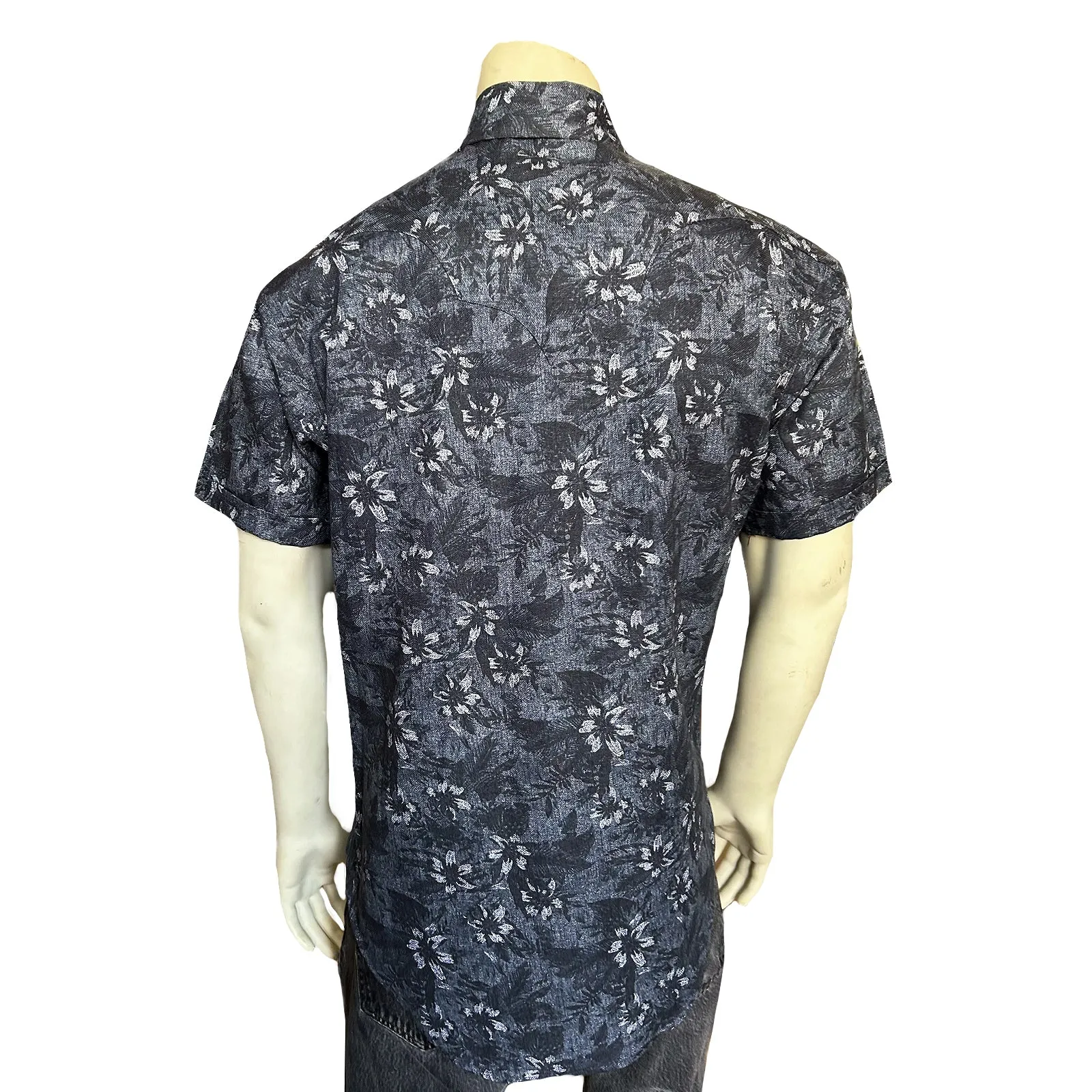 Men’s Black Floral Print Short Sleeve Western Shirt sold by Rockmount Ranch Wear product image thumbnail 2