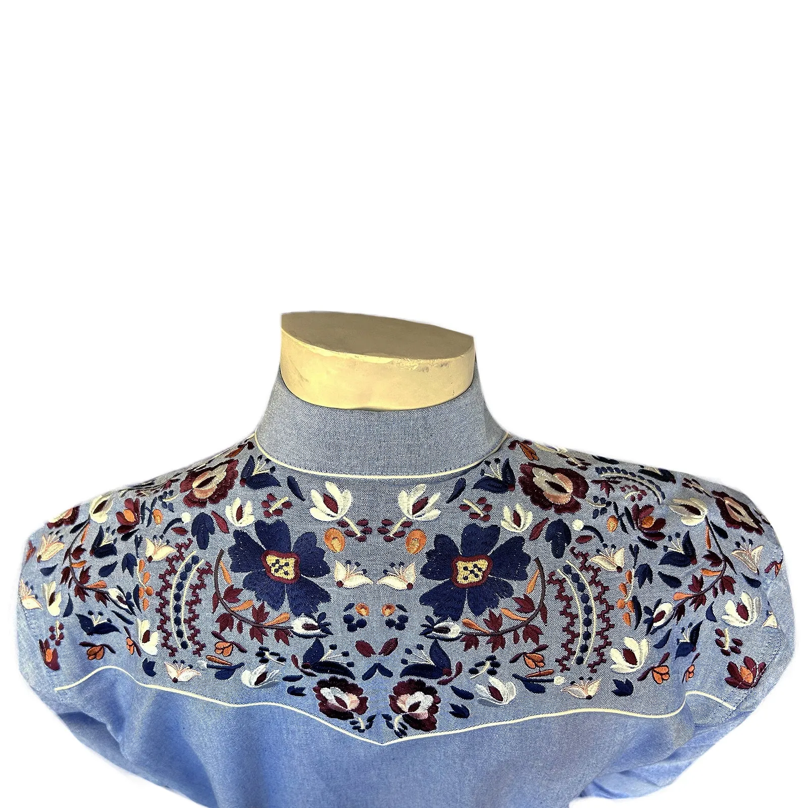 Men's Vintage Blue Floral Embroidered Western Shirt sold by Rockmount Ranch Wear product image thumbnail 3