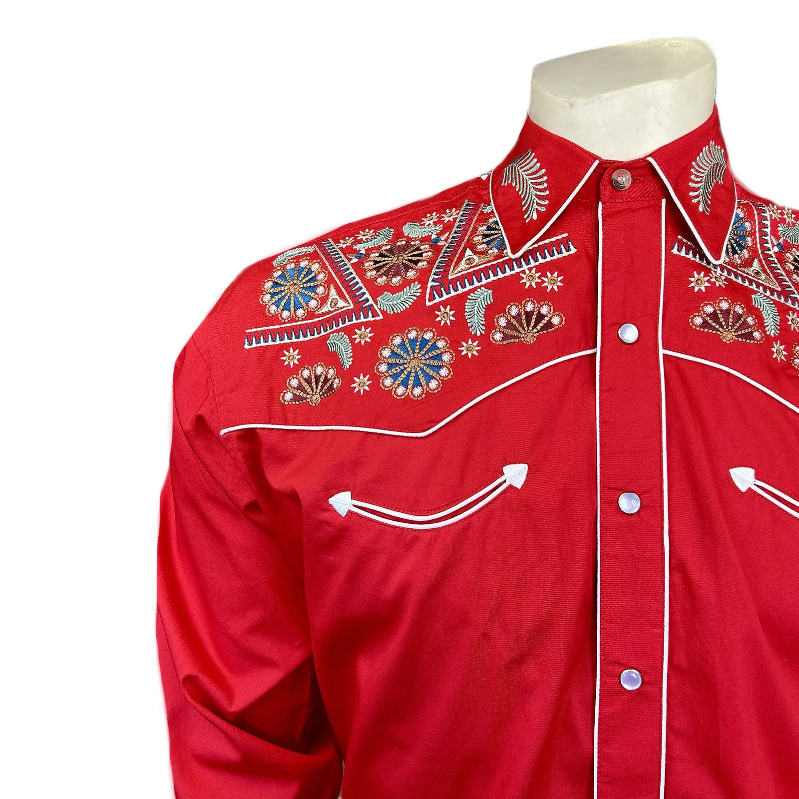 Men's Vintage Red Floral & Stars Embroidered Western Shirt sold by Rockmount Ranch Wear product image thumbnail 4