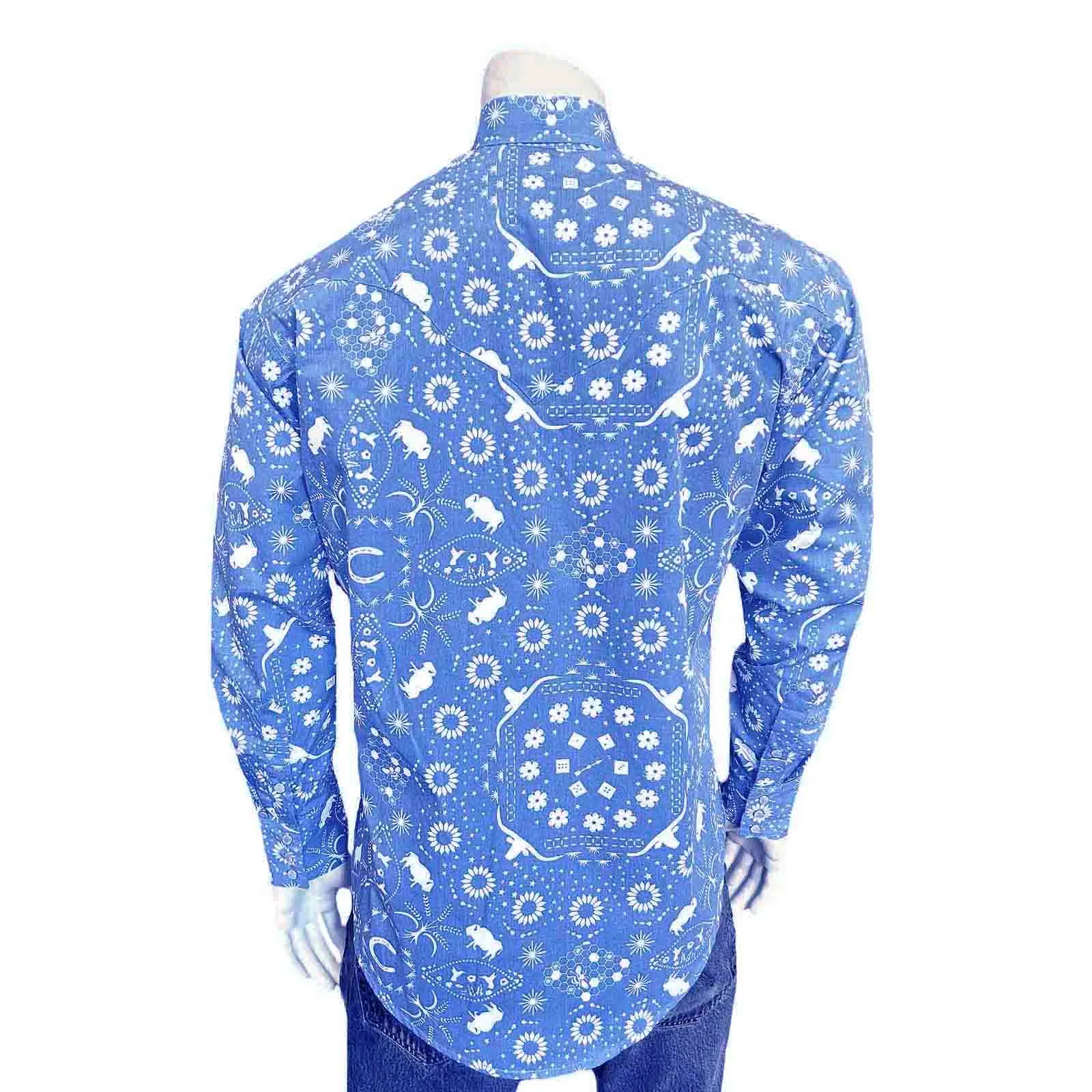 Men's Blue Bison Bandana Print Western Shirt sold by Rockmount Ranch Wear product image thumbnail 2