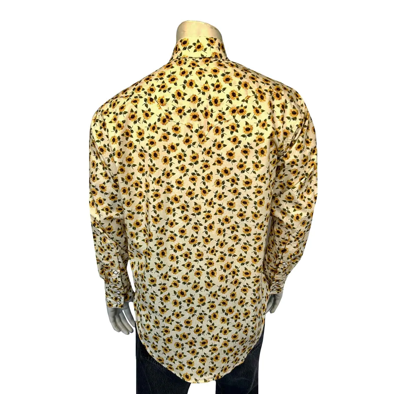 Men's Vintage Yellow Sunflower Print Western Shirt sold by Rockmount Ranch Wear product image thumbnail 2