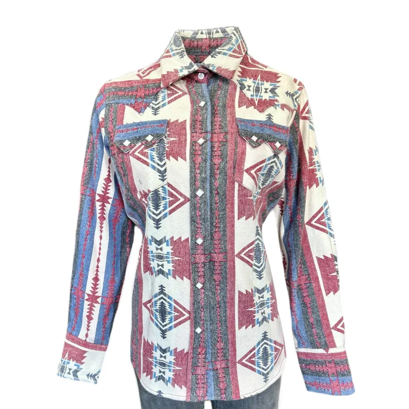 Women's Premium Flannel Jacquard Western Shirt in Red & White made by Rockmount Ranch Wear