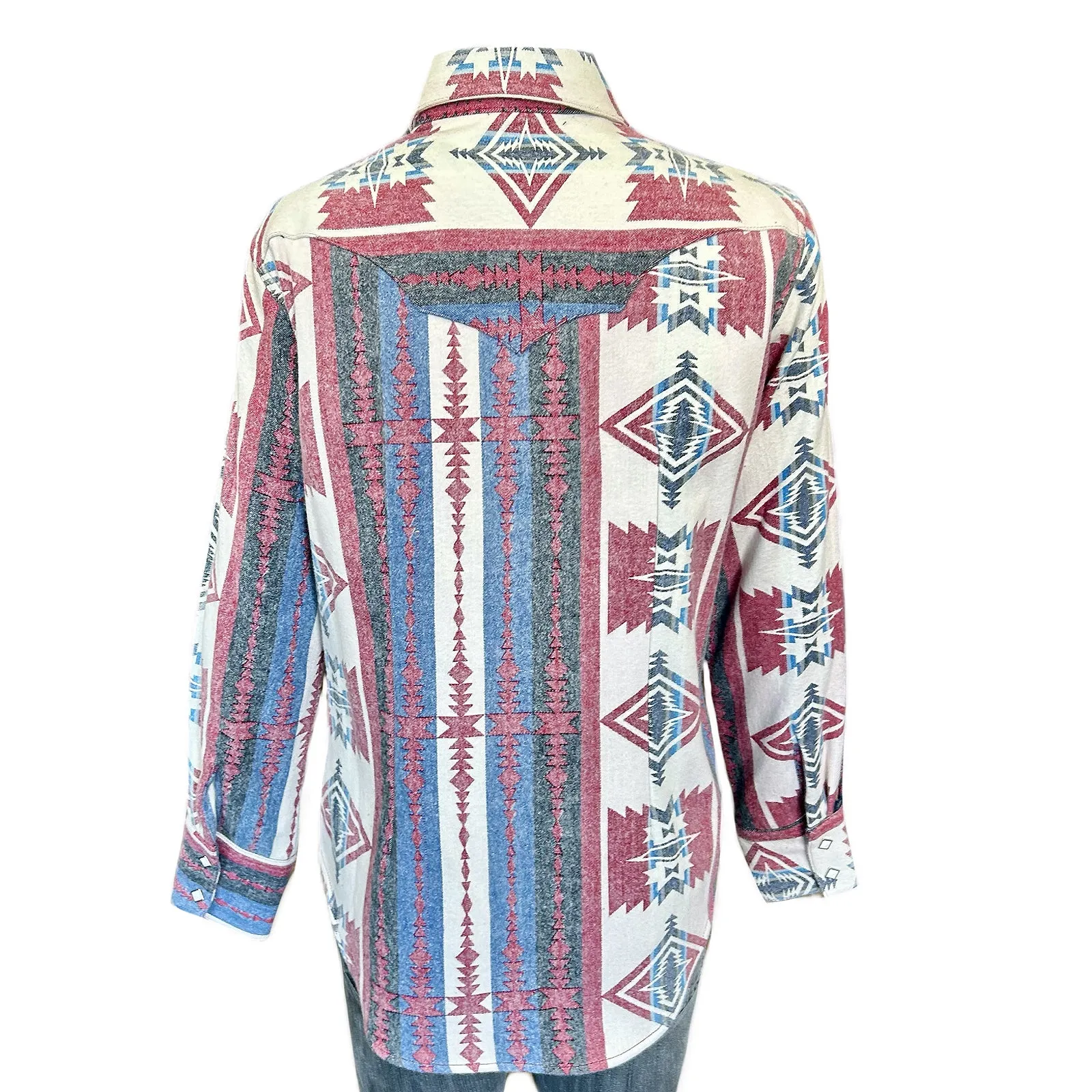 Women's Premium Flannel Jacquard Western Shirt in Red & White sold by Rockmount Ranch Wear product image thumbnail 2