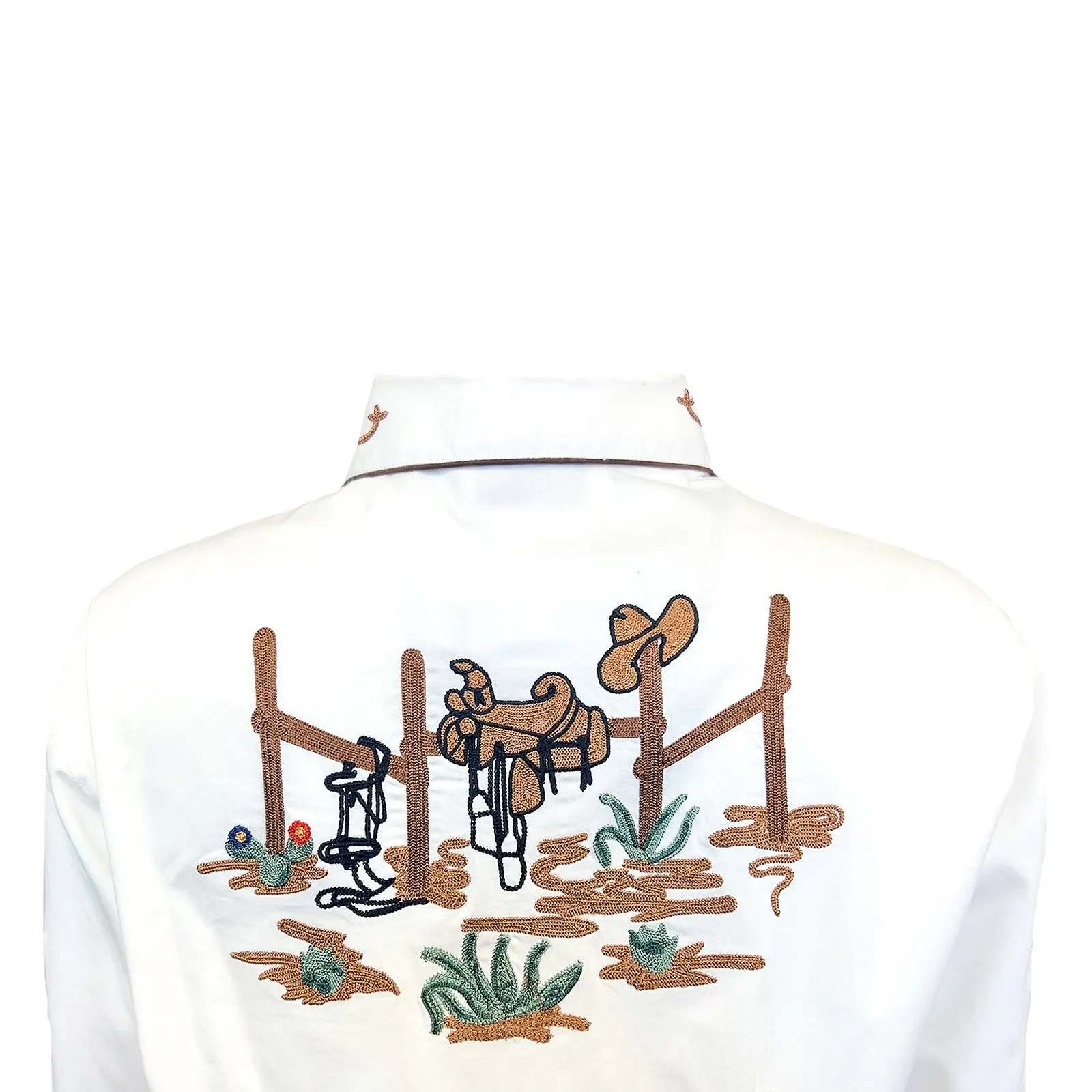 Women's Vintage Ivory Cactus & Cowgirl Boots Embroidered Western Shirt sold by Rockmount Ranch Wear product image thumbnail 3