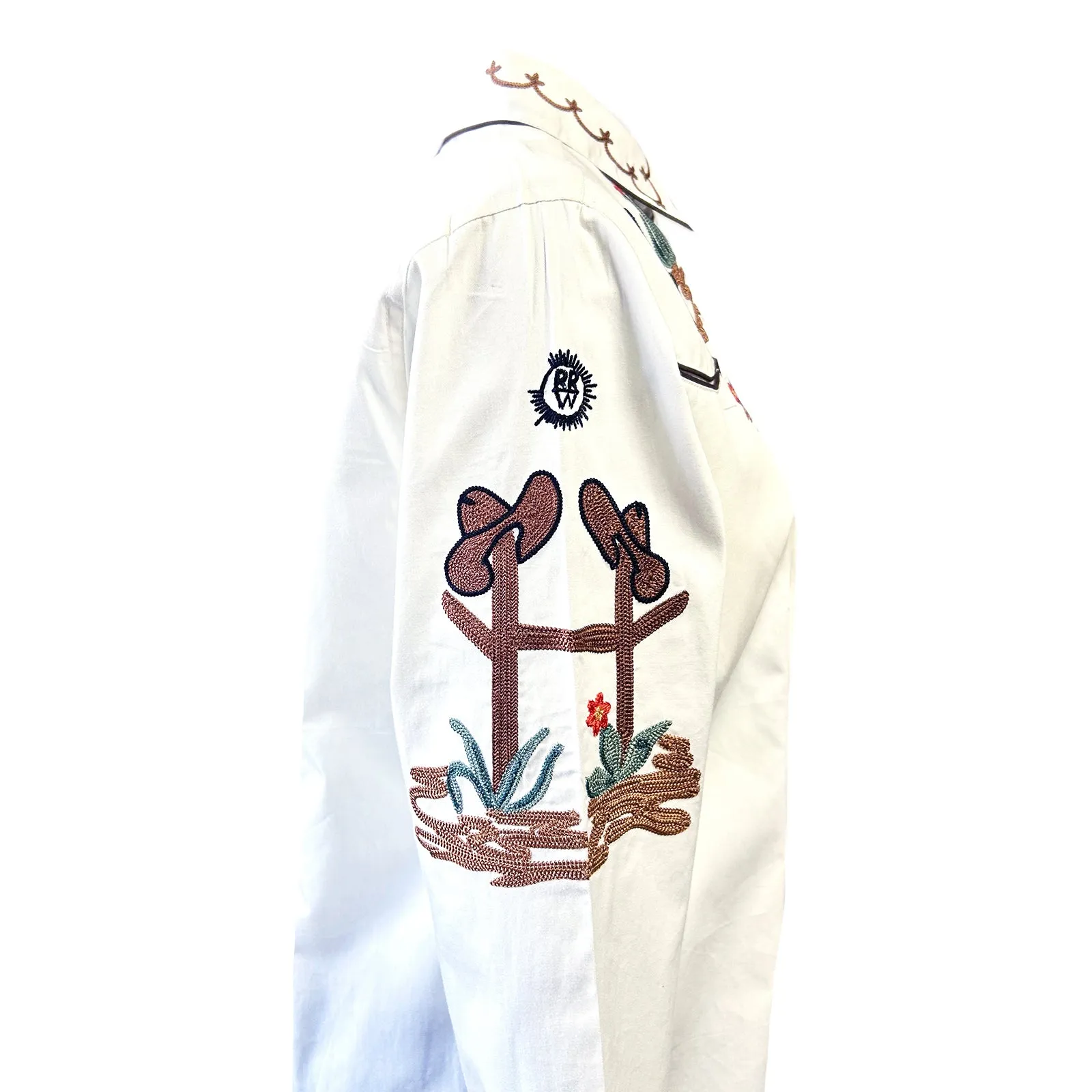 Women's Vintage Ivory Cactus & Cowgirl Boots Embroidered Western Shirt sold by Rockmount Ranch Wear product image thumbnail 5