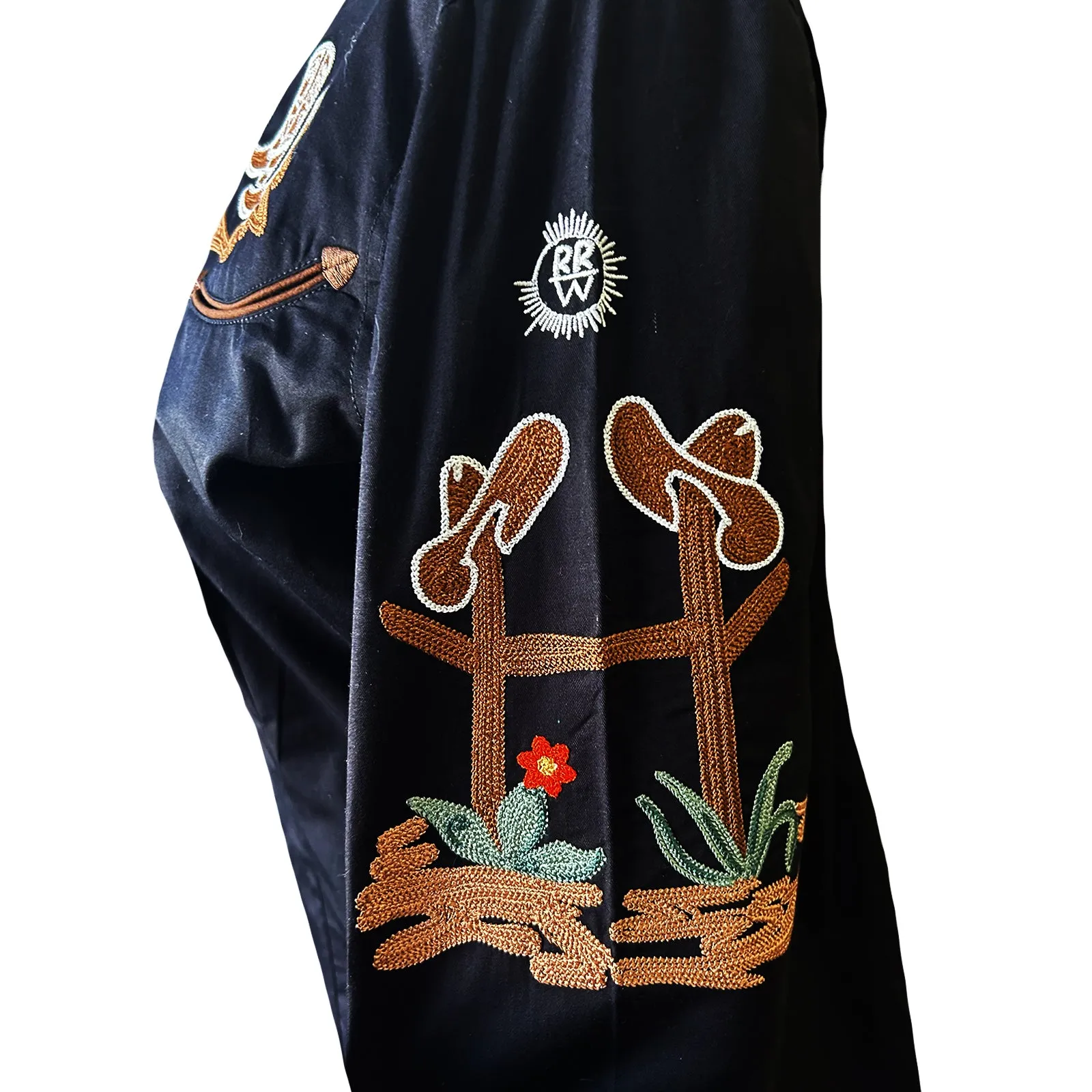 Women's Vintage Cactus & Cowgirl Boots Embroidered Western Shirt in Black sold by Rockmount Ranch Wear product image thumbnail 5