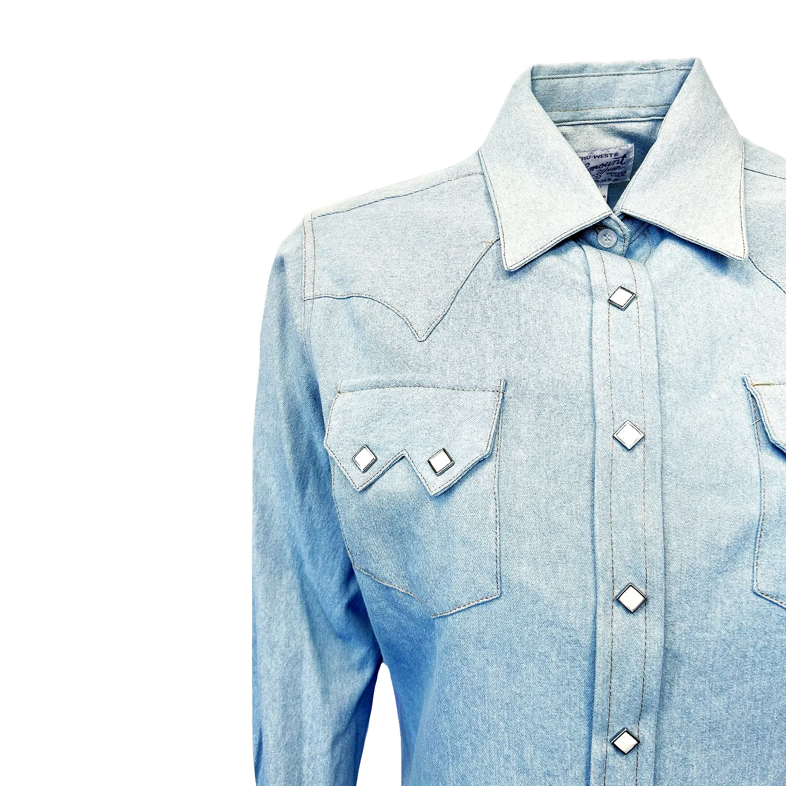 Women's Stonewashed Sky Blue Sawtooth Denim Western Shirt sold by Rockmount Ranch Wear product image thumbnail 3
