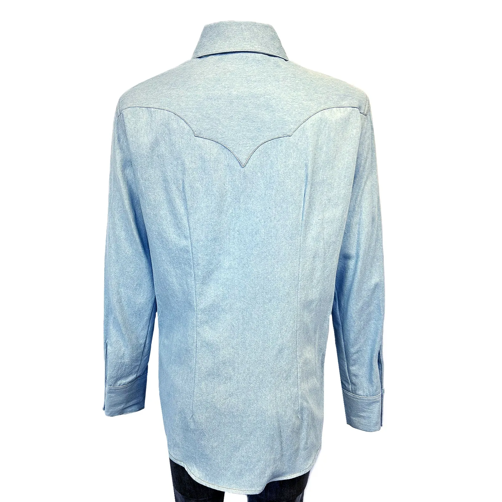 Women's Stonewashed Sky Blue Sawtooth Denim Western Shirt sold by Rockmount Ranch Wear product image thumbnail 2