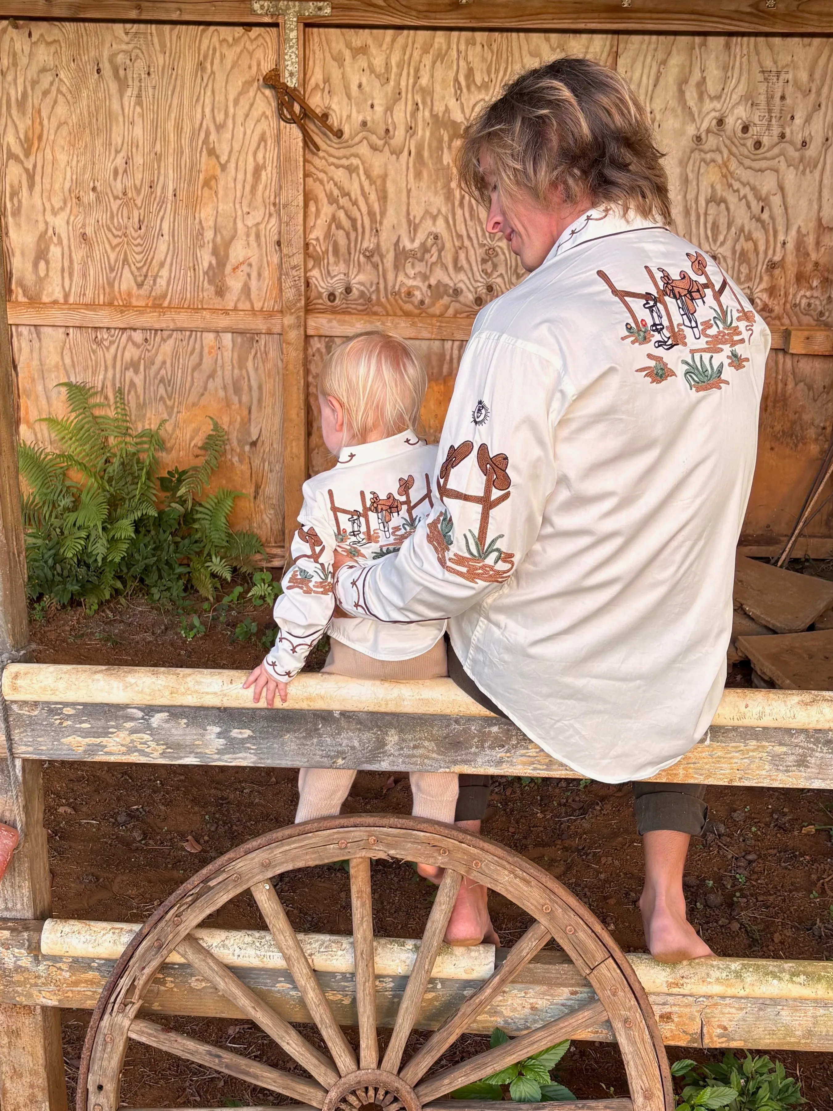 Men's Cactus & Cowboy Boots Embroidered Western Shirt in Ivory sold by Rockmount Ranch Wear product image thumbnail 2