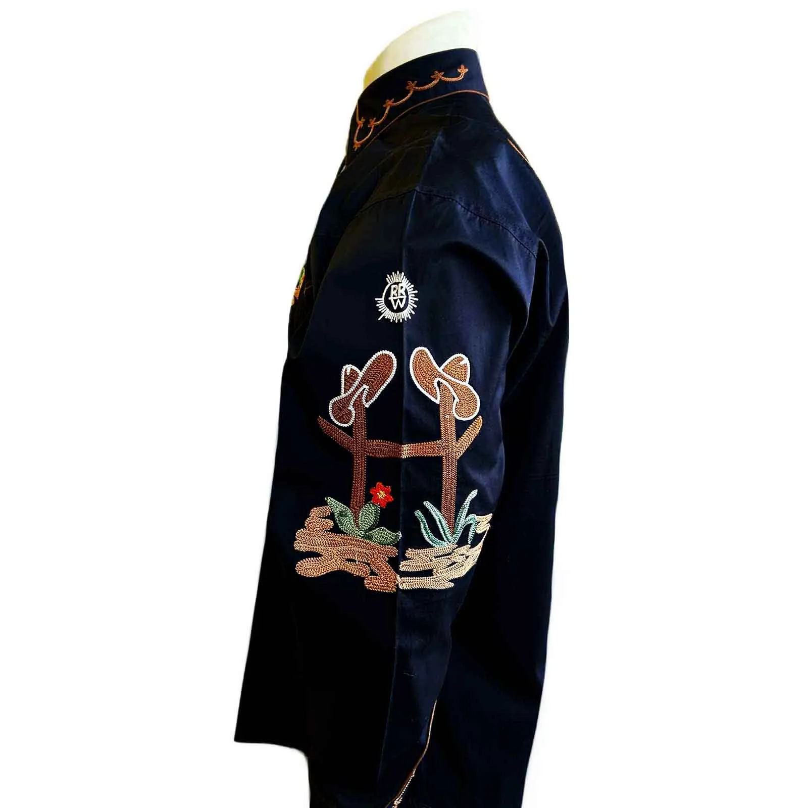 Men's Black Cactus & Cowboy Boots Embroidered Western Shirt sold by Rockmount Ranch Wear product image thumbnail 5