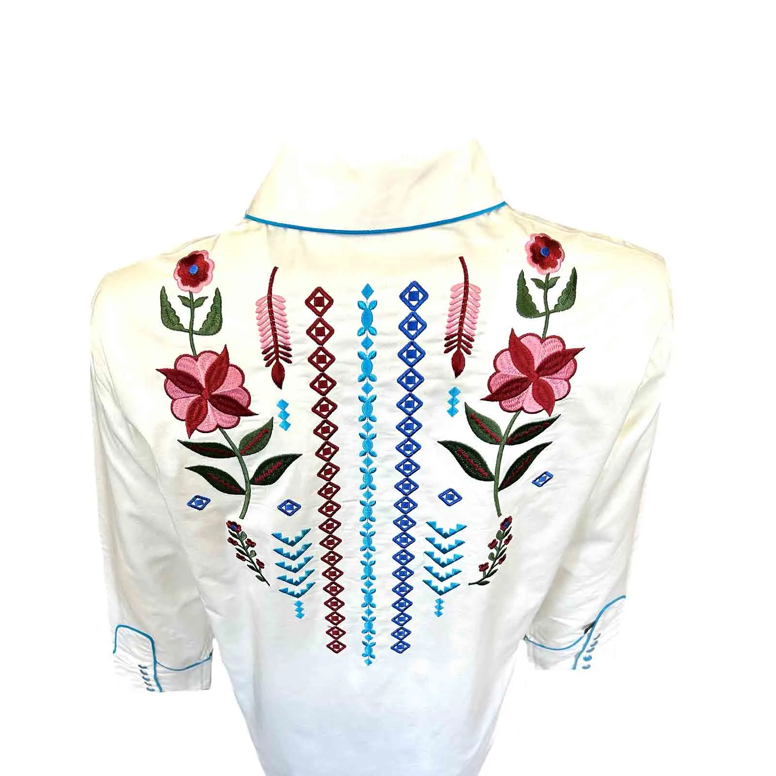 Women's Ivory Boho Serape Western Shirt with Cascading Embroidery sold by Rockmount Ranch Wear product image thumbnail 3
