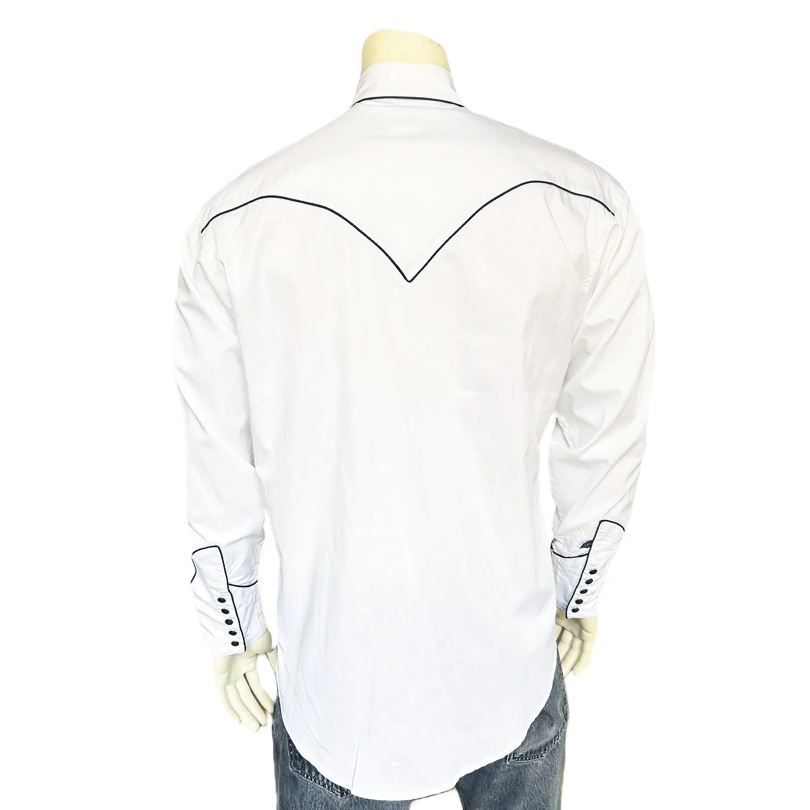 Men's Signature Solid White Western Shirt with Smile Pockets sold by Rockmount Ranch Wear product image thumbnail 2