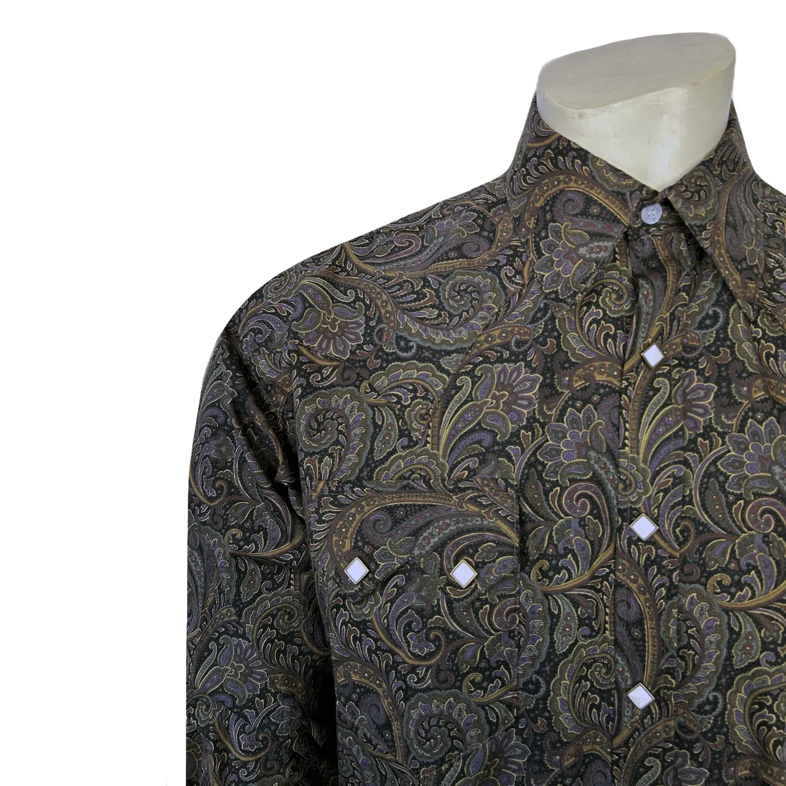 Men's Ornate Paisley Print Western Shirt in Brown sold by Rockmount Ranch Wear product image thumbnail 3