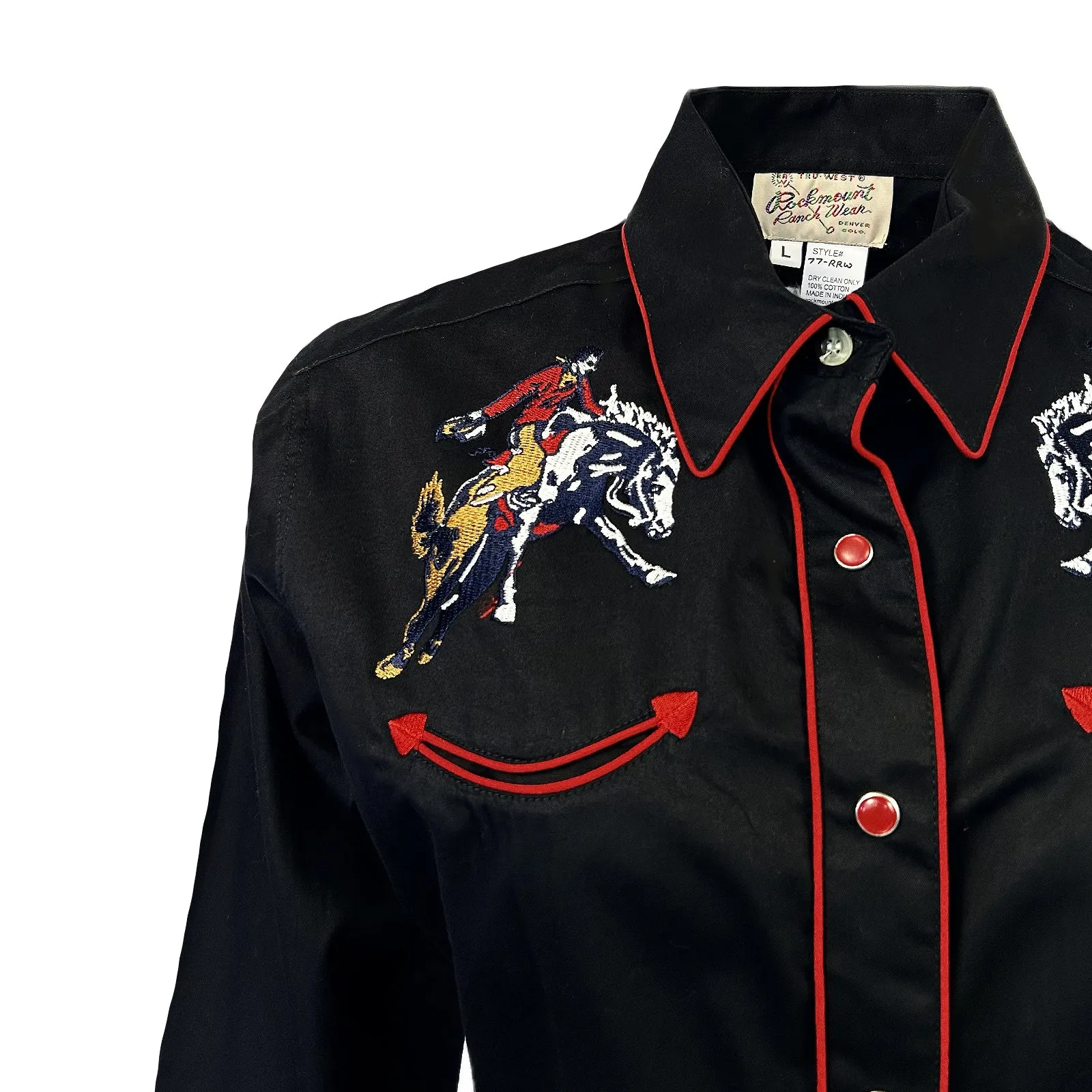Women’s Rockmount Bronc Vintage Embroidery Western Shirt in Black sold by Rockmount Ranch Wear product image thumbnail 4