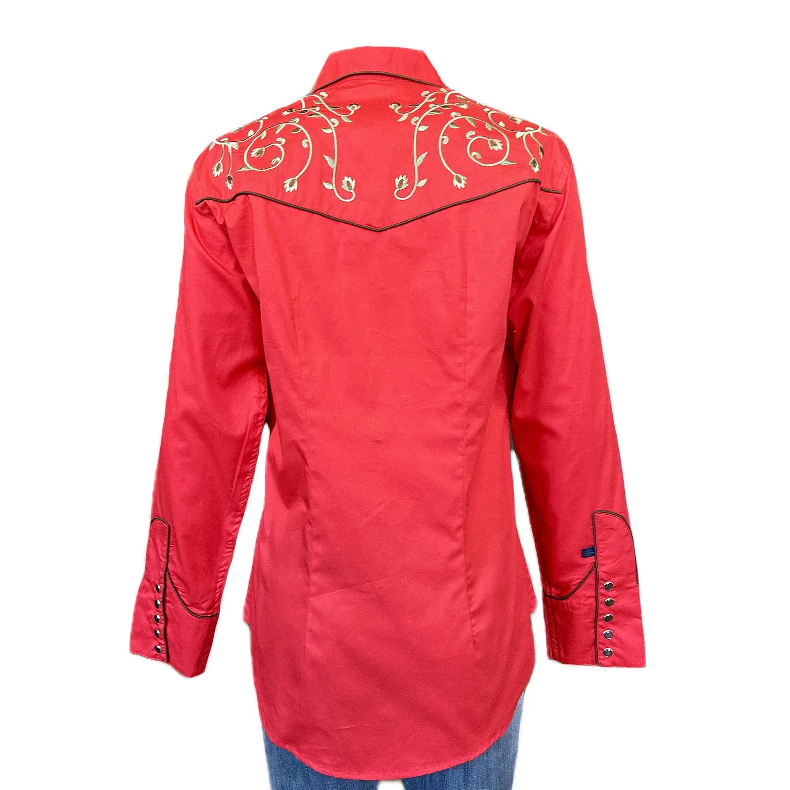 Women’s Rhinestones & Scrolls Embroidered Western Shirt in Red sold by Rockmount Ranch Wear product image thumbnail 2