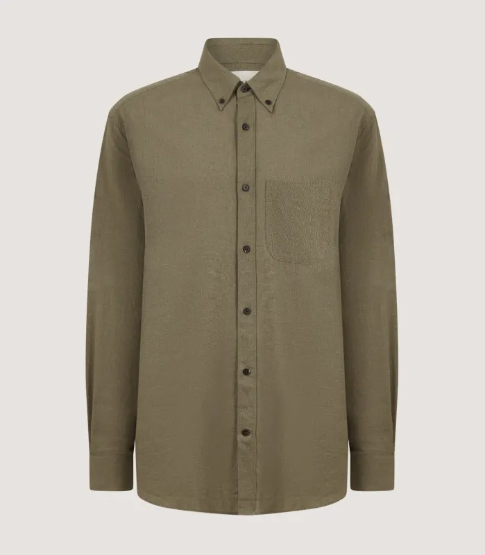 Men's Button Down Collar Shirt in Fern made by James Purdey & Sons