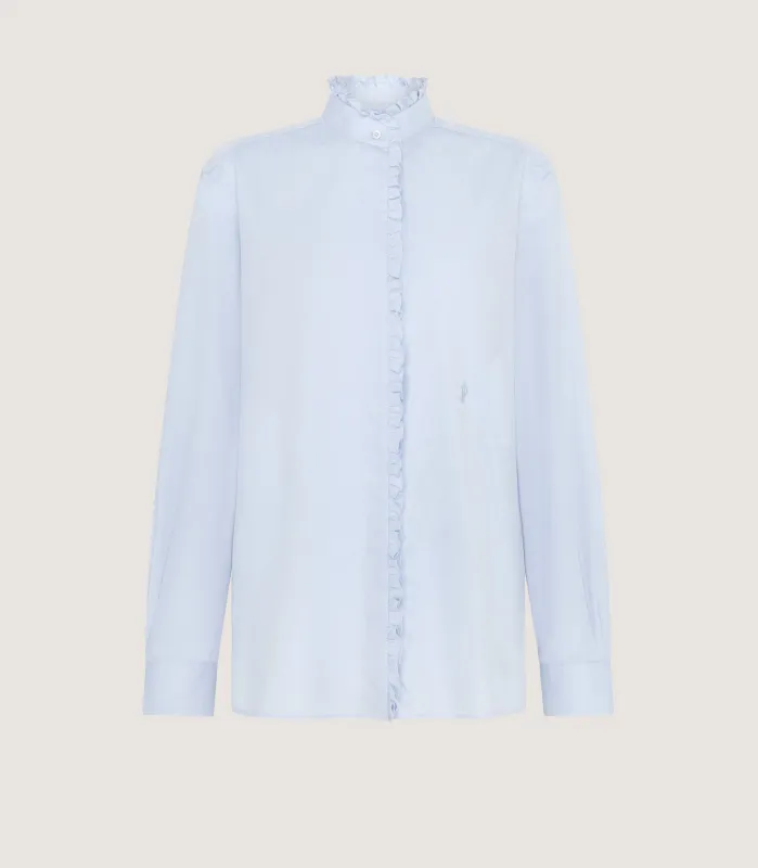 Women's Cotton Pie Crust Shirt in Oxford Blue made by James Purdey & Sons