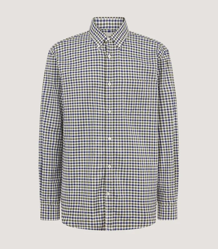 Men's Button Down Collar Shirt in Forest Green made by James Purdey & Sons