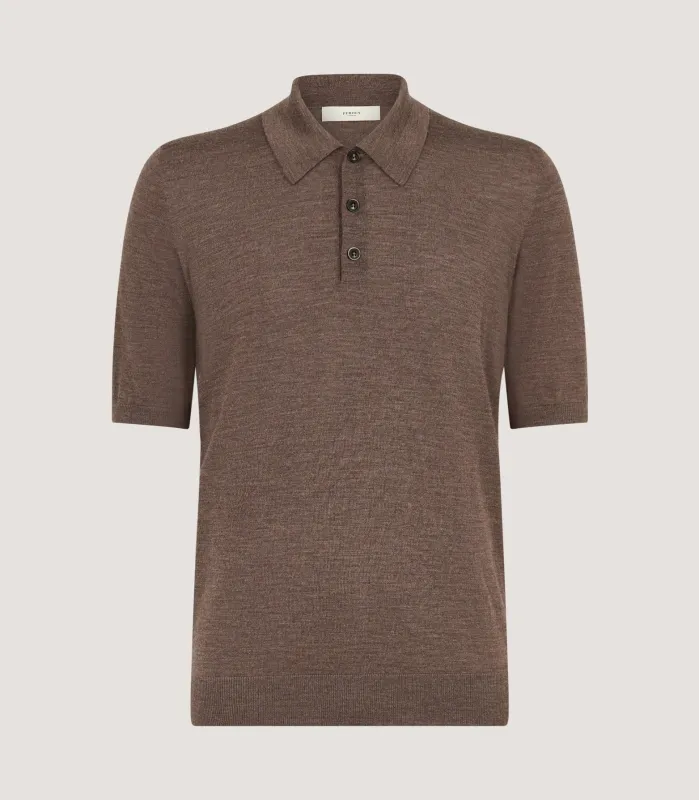 Men's Tantallon Short Sleeve Polo Shirt in Hazelnut made by Johnstons of Elgin