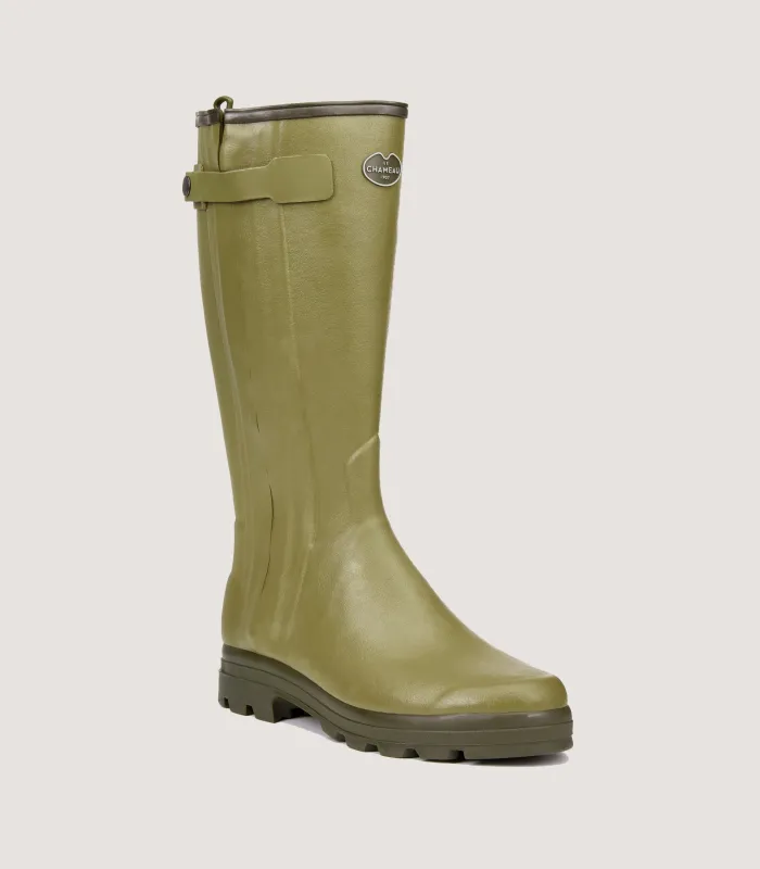 Men's Le Chameau Chasseur Leather Lined Boot In Green made by James Purdey & Sons